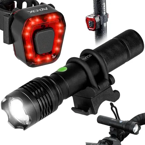 Zestaw lampka rowerowa LED przód i tył USB VAYOX