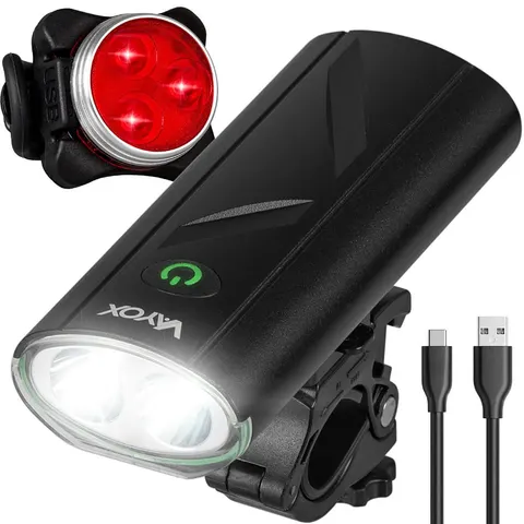 Zestaw lampka rowerowa LED przód i tył USB VAYOX
