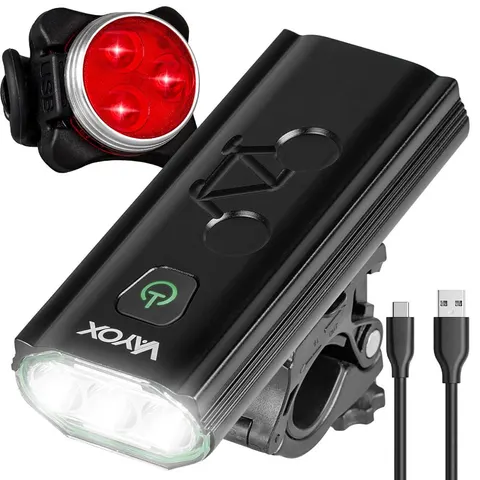 Zestaw lampka rowerowa LED przód i tył USB VAYOX