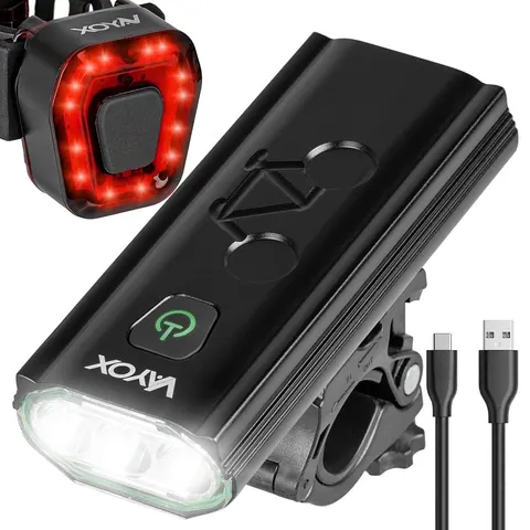 Zestaw lampka rowerowa LED przód i tył USB VAYOX