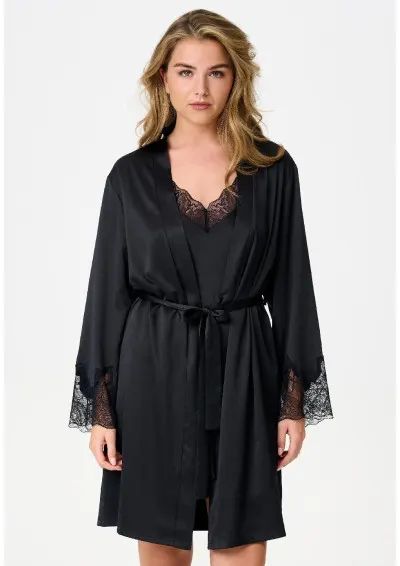 LingaDore - Kimono Black 8501KM czarny S Czarny