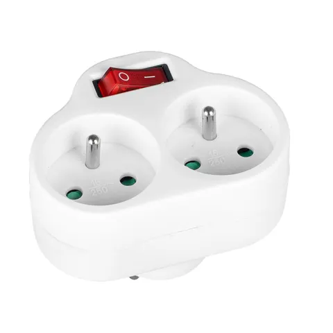 Rozgałęźnik sieciowy 2x 2P+0 + wyłącznik 3500W 230V VA0136 VAYOX