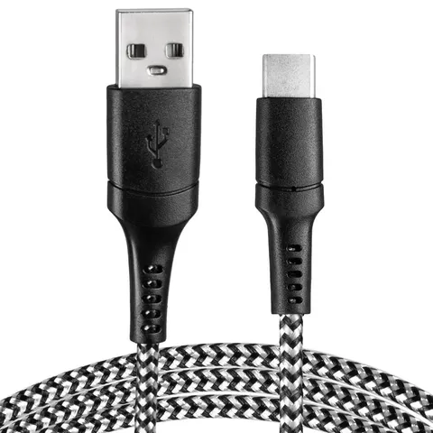 Kabel USB - USB-C oplot czarno-biały 1m VA0148 Vayox