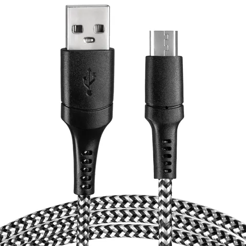 Vayox Kabel USB - micro USB oplot czarno-biały 1m VA0150 Vayox