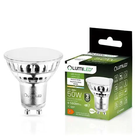 Żarówka LED GU10 6W 580LM 120ST. GLASS barwa neutralna LUMILED
