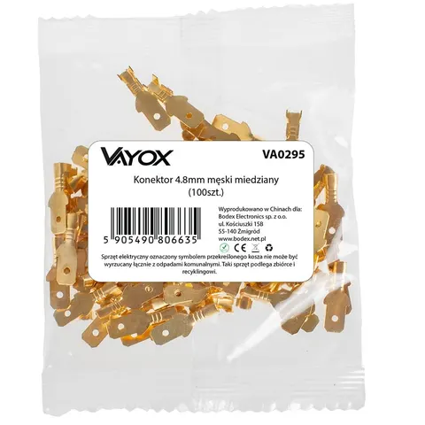 Konektor 4.8mm miedziany męski (100szt) VA0295 Vayox