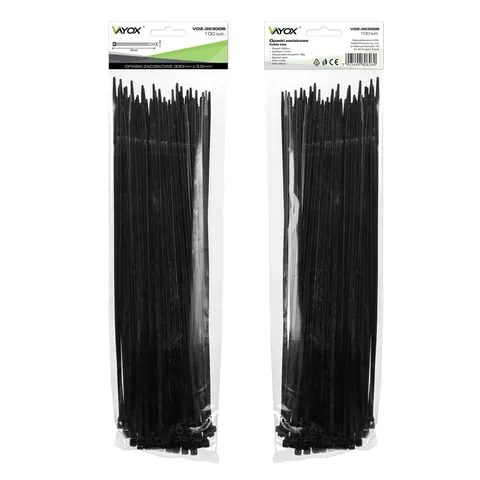 Opaski zaciskowe 3,5mm / 300mm czarne 100 szt. VOZ-35300B Vayox