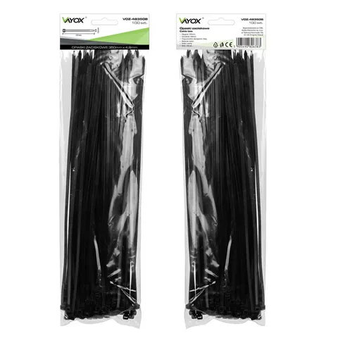 Opaski zaciskowe 4,8mm /350mm czarne 100 szt. VOZ-48350B Vayox