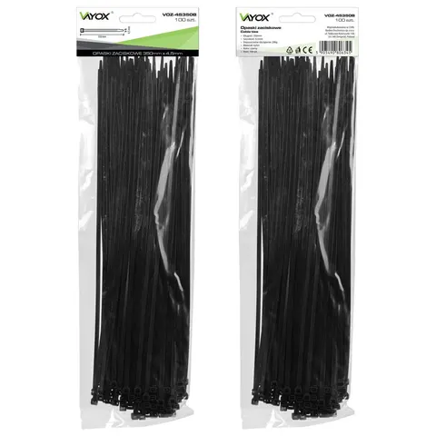 Opaski zaciskowe 4,5mm / 350mm czarne 100 szt. VOZ-45350B Vayox