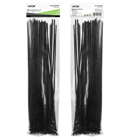 Opaski zaciskowe 4,8mm / 400mm czarne 100 szt. VOZ-48400B Vayox
