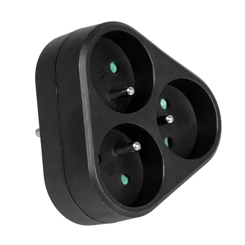 Rozgałęźnik sieciowy 3x 2P+0 3500W 230V czarny VA0133B VAYOX