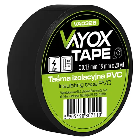 Taśma izolacyjna PVC 19mm x 20yd czarna VA0328 Vayox