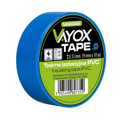 Taśma izolacyjna PVC 19mm x 10yd niebieska VA0322 Vayox