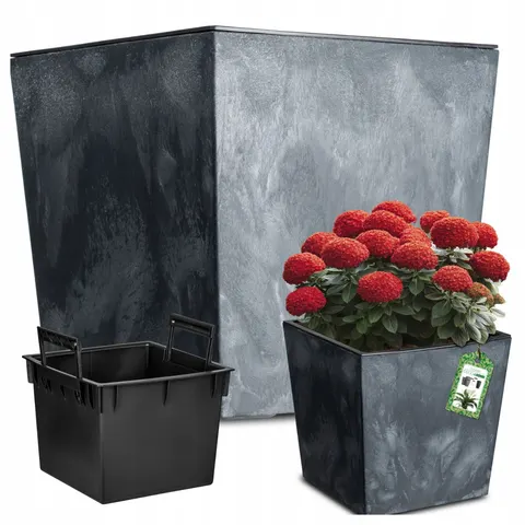 Doniczka URBI SQUARE LOW BETON EFFECT - antracytowy DURS300LE-S433 Prosperplast