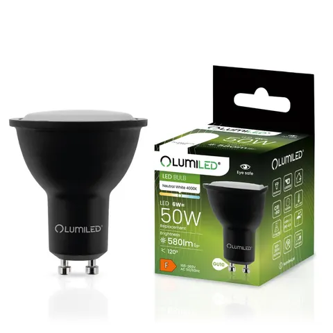 Żarówka LED GU10 6W 580LM 120ST. BLACK barwa neutralna LUMILED