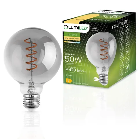 Żarówka LED G95 FILAMENT 6W E27 2200K SMOKEY LUMILED