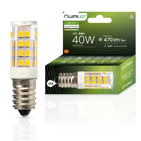 Żarówka E14 T25 LODÓWKA 2835 51D 5W 470LM barwa neutralna LUMILED