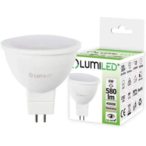 Żarówka LED MR16 230V 6W 540LM 120ST. barwa neutralna LUMILED
