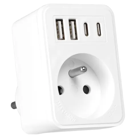 Rozgałęźnik sieciowy 1 gniazdo + 2x USB-A + 2x USB-C VA0375 Vayox