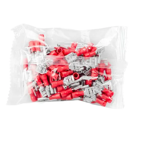 Konektory izolowane żeńskie 0,5-1,5mm2 6,3mm czerwone 100 szt. VA0386 Vayox