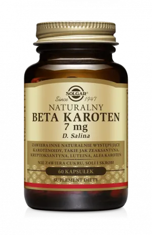 SOLGAR NATURALNY BETA KAROTEN 7 mg Na zdrową skórę, wzrok, odporność 60 kapsułek