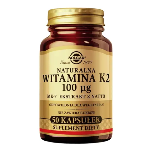 SOLGAR Naturally Sourced Vitamin K2 MK-7 - Naturalna witamina K2 z natto 100 mcg (50 kaps.)