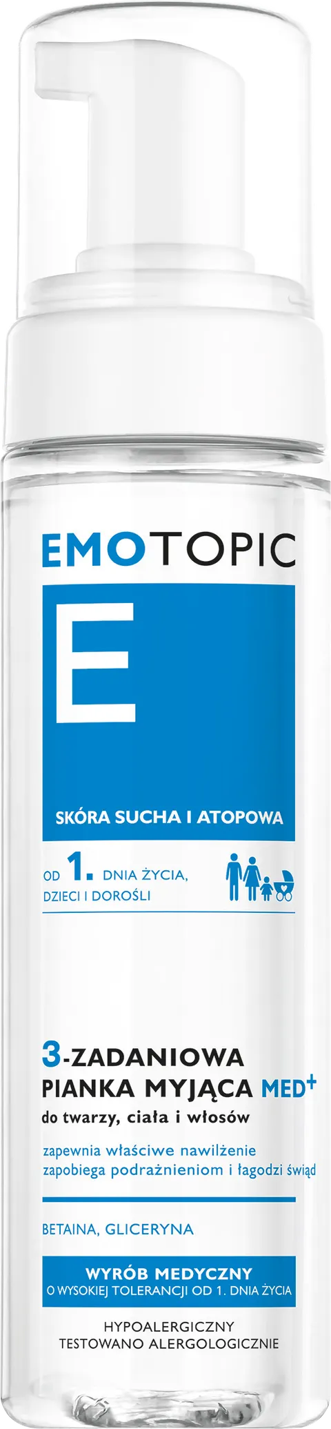 EMOTOPIC 3-Zadaniowa Pianka Myjąca Do Twarzy, Ciała i Włosów - 200 ml