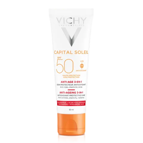 VICHY CAPITAL SOLEIL Krem Przeciwstarzeniowy Do Twarzy 3w1 SPF50 - 50ml