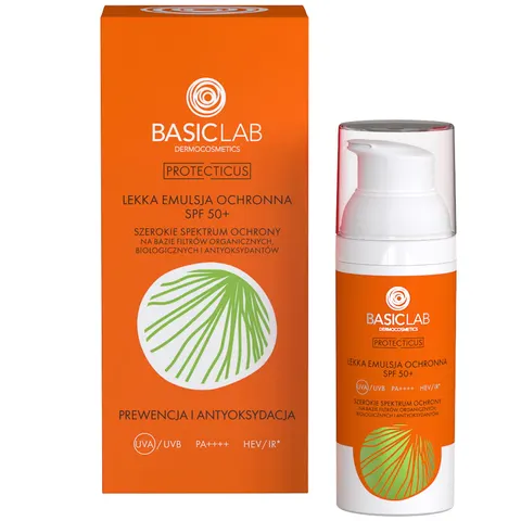 BasicLab PROTECTICUS LEKKA EMULSJA OCHRONNA SPF50+ PREWENCJA I ANTYOKSYDACJA 50 ml