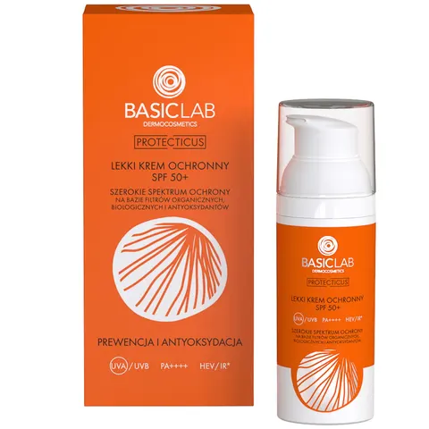 BasicLab PROTECTICUS LEKKI KREM OCHRONNY SPF50+ PREWENCJA I ANTYOKSYDACJA 50 ml
