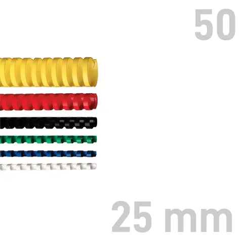 Grzbiety plastikowe - O.COMB Owalne 25mm A4/50szt - kolor CZERWONY - OPUS