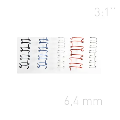 Grzbiety drutowe - O.WIRE 3:1 6,4mm A4 - 100 sztuk - BIAŁY - OPUS