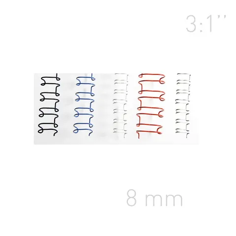 Grzbiety drutowe - O.WIRE 3:1 8mm A4 - 100 sztuk - CZARNY - OPUS