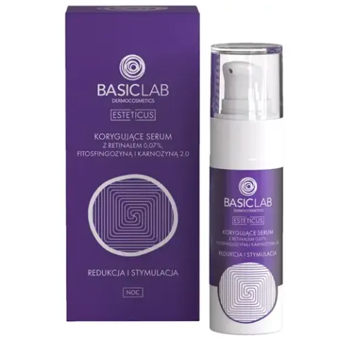 BasicLab Esteticus Redukcja i Stymulacja Korygujące serum z retinalem 0,07%, fitosfingozyną i karnozyną 30 ml