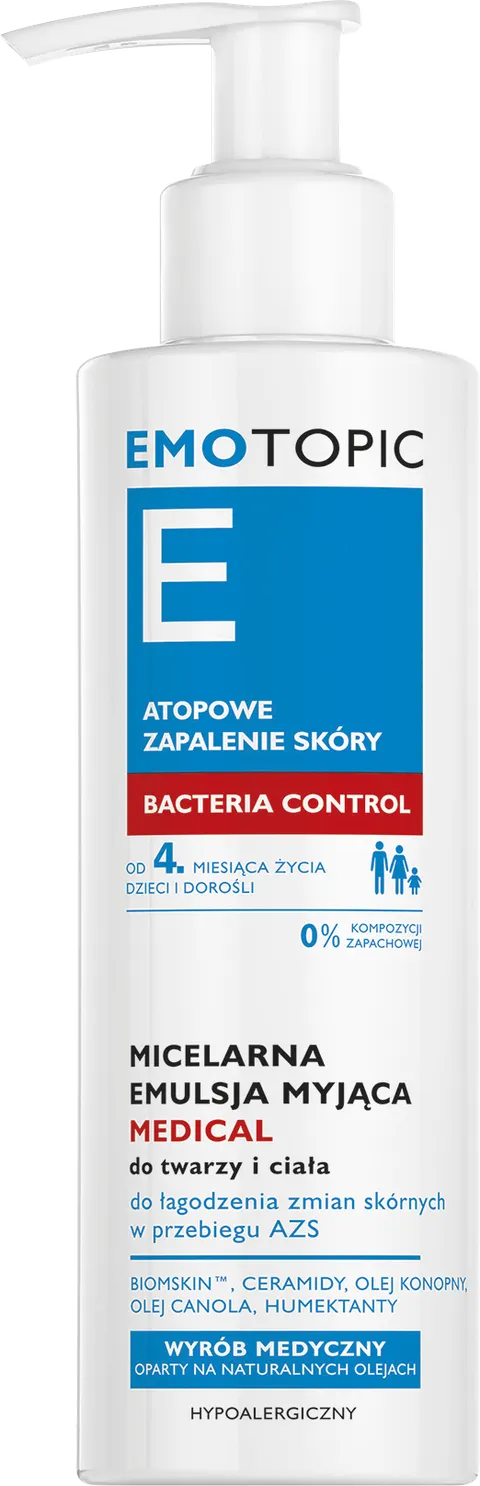 EMOTOPIC Bacteria Control Micelarna Emulsja Myjąca Do Twarzy i Ciała - 190ml