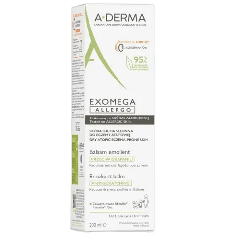 A-Derma Exomega Allergo Balsam Emolient Do Skóry Suchej Skłonnej Do Egzemy Atopowej - 200ml