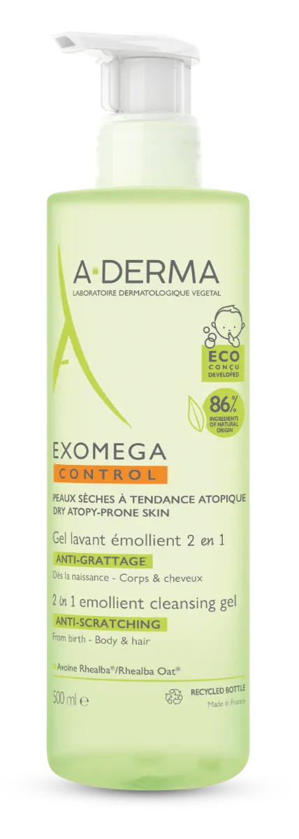 A-DERMA Exomega Control Żel Emolient Do Mycia 2w1 - 500ml