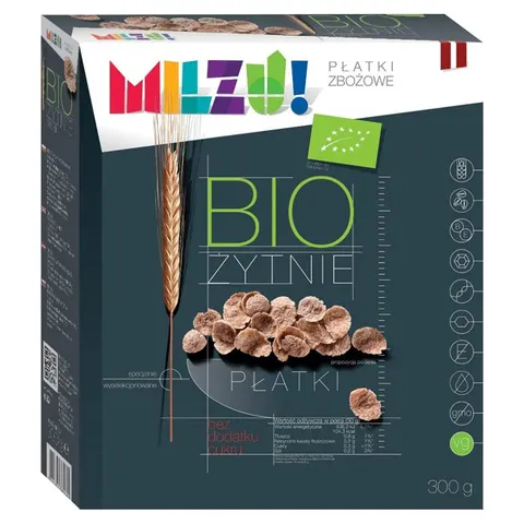 PŁATKI ŻYTNIO - OWSIANE BEZ CUKRU BIO 300 g - MILZU