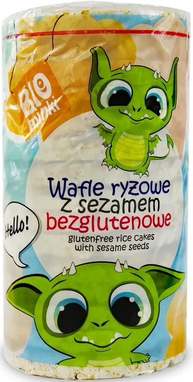 WAFLE RYŻOWE Z SEZAMEM BEZGLUTENOWE BIO 100 g - BIOMINKI