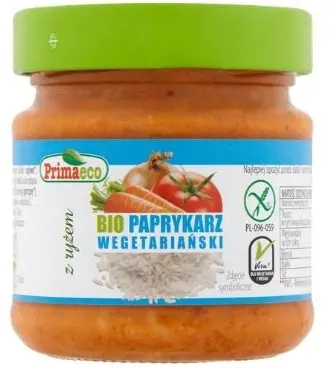 PAPRYKARZ WEGETARIAŃSKI Z RYŻEM BEZGLUTENOWY BIO 160 g - PRIMAECO