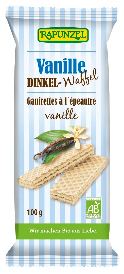 WAFLE ORKISZOWE Z NADZIENIEM WANILIOWYM BIO 100 g - RAPUNZEL