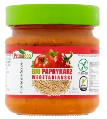 PAPRYKARZ WEGETARIAŃSKI Z AMARANTUSEM BEZGLUTENOWY BIO 160 g - PRIMAECO