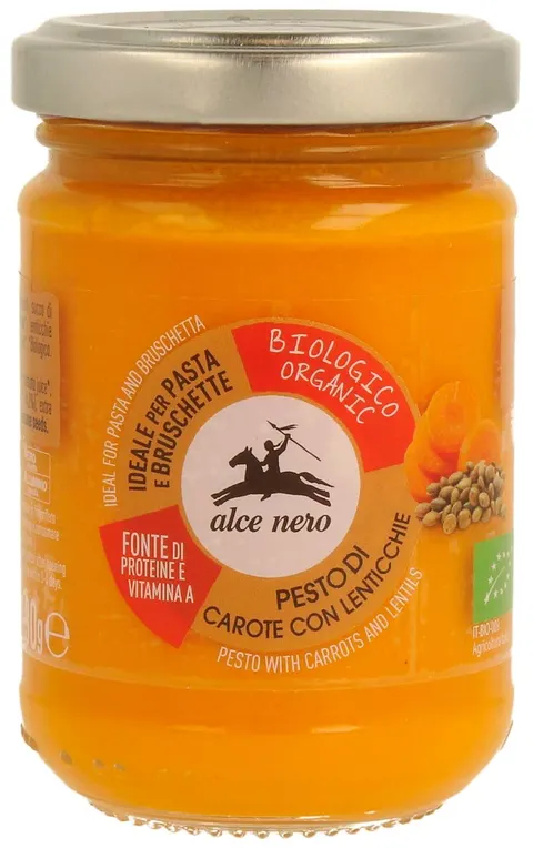 PESTO Z MARCHEWKI I SOCZEWICY BIO 130 g - ALCE NERO