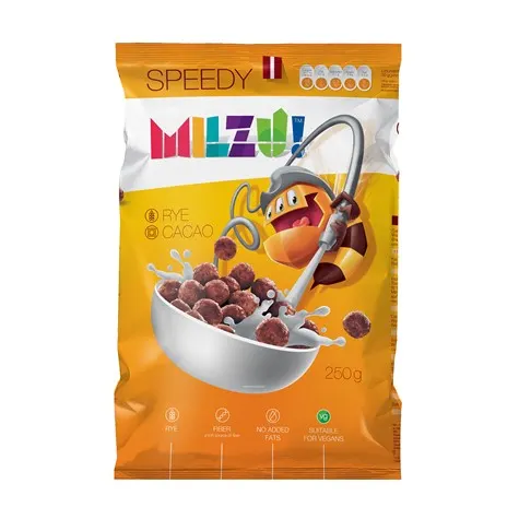 PŁATKI ŻYTNIE Z KAKAO ZWINNOŚĆ 250G MILZU