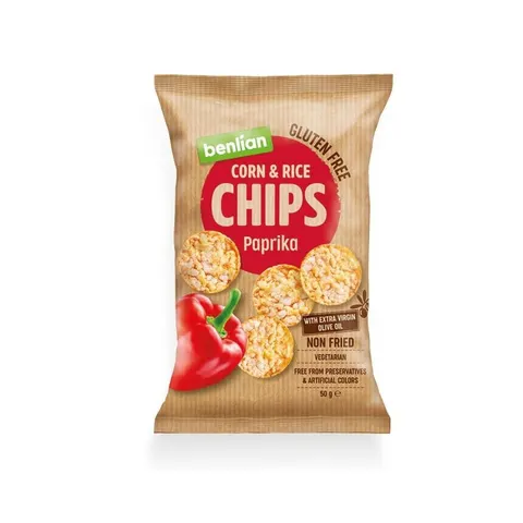 CHIPSY KUKU.-RYŻ. PAPRYKOWE 50G BENLIAN