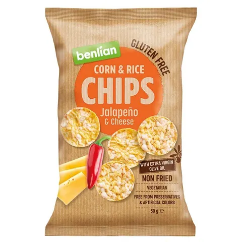 CHIPSY KUKU.-RYŻ. PAPRYKA SER JALAPENO 50G BENLIAN
