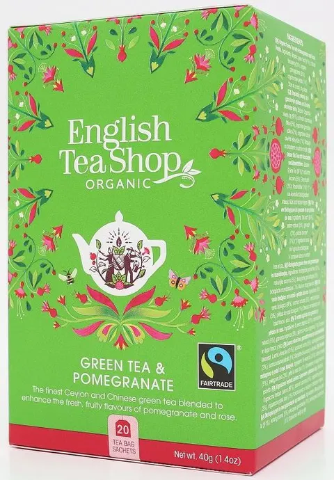 HERBATA ZIELONA Z GRANATEM I PŁATKAMI RÓŻY FAIR TRADE BIO