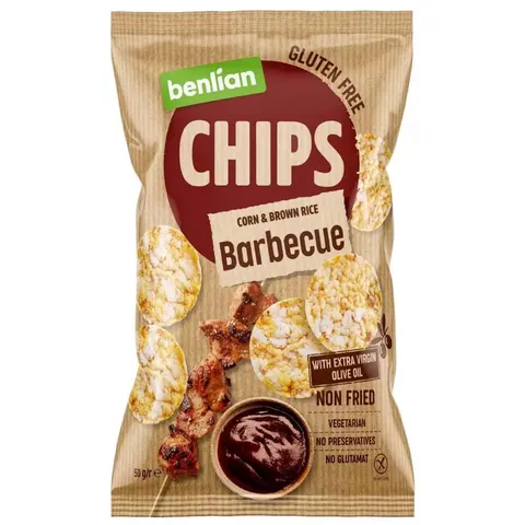 CHIPSY KUKURYDZIANO-RYŻOWE- BARBEQUE BENLIAN 50G