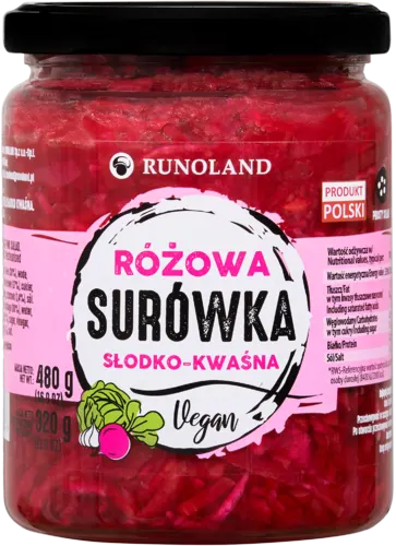 SURÓWKA RÓŻOWA SŁODKO-KWAŚNA 480G RUNOLAND