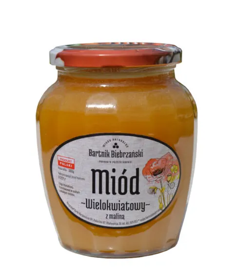 MIÓD WIELOKWIATOWY Z MALINĄ 1000G BARTNIK BIEBRZAŃSKI